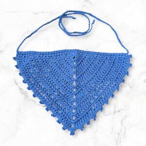 Crochet Picot Hair Bandana Blueberry for Teens or Adults, Brand New Handmade